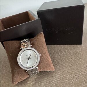 Michael Kors Silver Tone Watch with Crystal Details